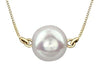 Yellow Gold Cultured Pearl Pendant Necklace.