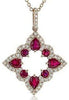 Rose Gold Ruby, Diamond Pendant Necklace.