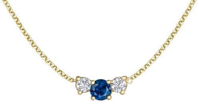 Yellow Gold Blue Sapphire, Diamond Pendant Necklace.