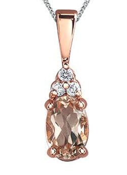 Rose Gold Morganite, Diamond Pendant Necklace.