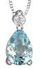 White Gold Canadian Diamond, Aquamarine Pendant Necklace.