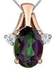 Rose Gold Mystic Topaz, Diamond Pendant Necklace.