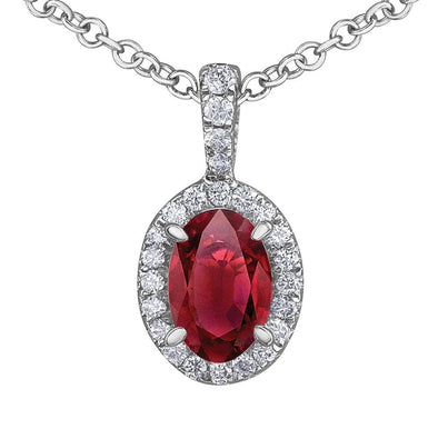 White Gold Ruby, Diamond Pendant Necklace.