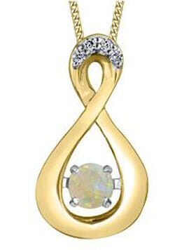 Yellow Gold Opal, Diamond Pulse Pendant Necklace.