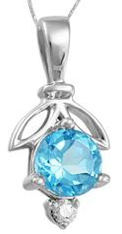 White Gold Canadian Diamond, Blue Topaz Pendant Necklace.