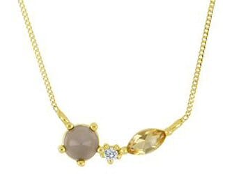 Yellow Gold Citrine, Morganite, Canadian Diamond Pendant Necklace.