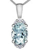 White Gold Aquamarine, Diamond Pendant Necklace.