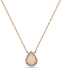 Rose Gold Pear Shaped Opal, Diamond Pendant Necklace.