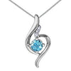 White Gold Blue Topaz, Diamond Pendant Necklace.
