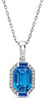 White Gold Blue Sapphire, London Blue Topaz, Diamond Pendant Necklace.