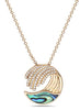 Yellow Gold Abalone, Diamond "Wave" Pendant Necklace.