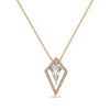 Yellow Gold Kite Shaped White Topaz, Diamond Pendant Necklace.