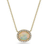 Yellow Gold Opal, Diamond Pendant Necklace.