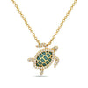 Yellow Gold Turquoise Turtle Pendant Necklace.