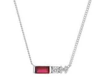 White Gold Ruby, Canadian Diamond Pendant Necklace.