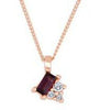 Rose Gold Rhodolite Garnet, Canadian Diamond Pendant Necklace.