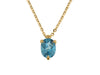 Yellow Gold Blue Topaz Solitaire Pendant Necklace.
