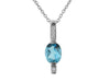 Sterling Silver Blue Topaz Lab-Grown Diamond Drop Pendant Necklace.