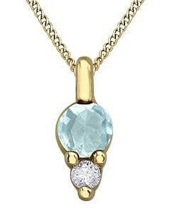 Yellow Gold Aquamarine, Diamond Pendant Necklace.