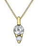 Yellow Gold White Topaz, Diamond Pendant Necklace.