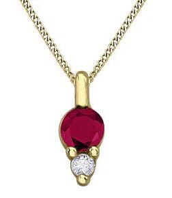 Yellow Gold Ruby, Diamond Pendant Necklace.