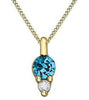 Yellow Gold Blue Topaz, Diamond Pendant Necklace.