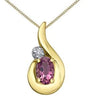 Yellow Gold Pink Tourmaline, Diamond Pendant Necklace.