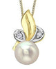 Yellow Gold Pearl, Diamond Pendant Necklace.