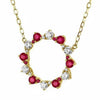 Yellow Gold Ruby, Diamond Circle Pendant Necklace.