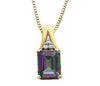 Yellow Gold Mystic Topaz, Diamond Drop Pendant Necklace.