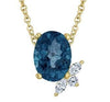 Yellow Gold London Blue Topaz, Diamond Pendant Necklace.