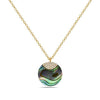 Yellow Gold Abalone Pendant Necklace.