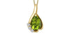 Yellow Gold Peridot, Diamond Drop Pendant Necklace.