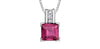 White Gold Pink Topaz, With Natural Earth Mined Accent Diamonds Drop Pendant Necklace.