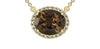 Yellow Gold Smokey Quartz, With Natural Earth Mined Accent Diamonds Circle Pendant Necklace.