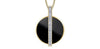 Yellow Gold Onyx, With Natural Earth Mined Accent Diamonds Circle Pendant Necklace.