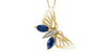 Yellow Gold Blue Sapphire Butterfly Pendant Necklace.
