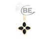 Yellow Gold Onyx Flower Pendant Necklace.