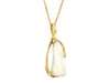 Yellow Gold Handmade Freeform Opal, Diamond Drop Pendant Necklace.