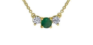 Yellow Gold Emerald, Canadian Diamond Pendant Necklace.