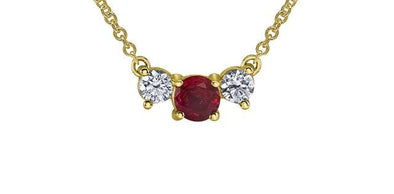 Yellow Gold Ruby, Canadian Diamond Pendant Necklace.