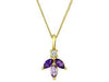 Yellow Gold Amethyst, Canadian Diamond Drop Pendant Necklace.