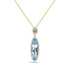 Yellow Gold Blue Topaz, Diamond Pendant Necklace.
