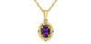 Yellow Gold Amethyst, Canadian Diamond Drop Pendant Necklace.