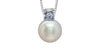 White Gold Pearl, Canadian Diamond Drop Pendant Necklace.