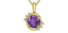 Yellow Gold Amethyst, Diamond Drop Pendant Necklace.