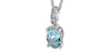 White Gold Aquamarine, Diamond Drop Pendant Necklace.