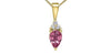 Yellow Gold Pink Tourmaline, Diamond Drop Pendant Necklace.
