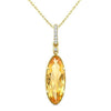 Yellow Gold Citrine, Diamond Drop Pendant Necklace.