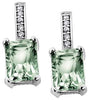 White Gold Diamond, Green Amethyst, Diamond Stud Earrings